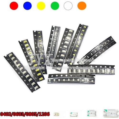100pcs/lot 0603 0805 1206 3528 5050 5730 SMD LED Red Yellow Green White Blue Orange light emitting diode