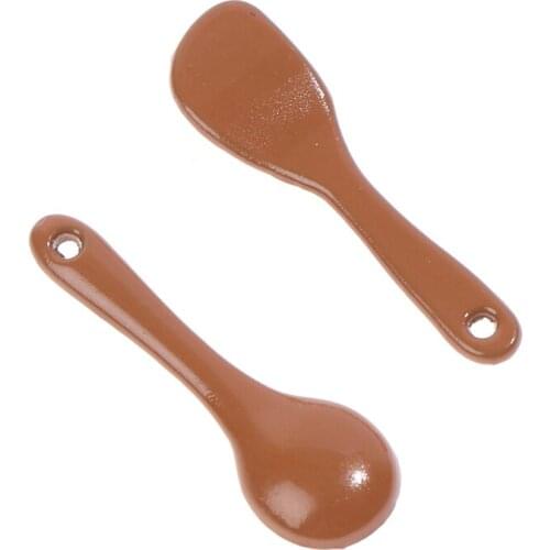 2pcs/lot Dollhouse Miniature Scene Doll House Accessories Mini Rice Spoon Kitchen Play Toys