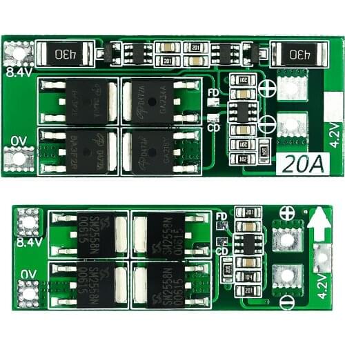 2S 20A 7.4V 8.4V 18650 Lithium battery protection board/BMS board standard