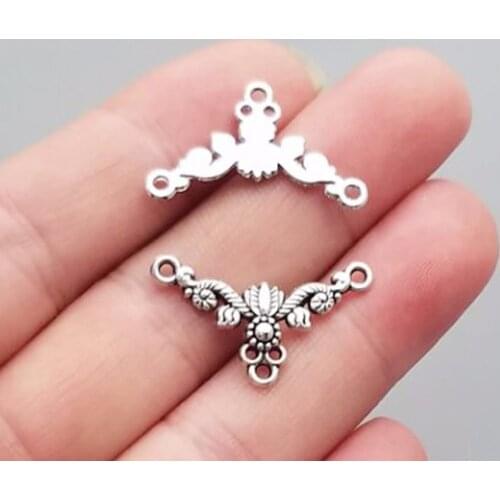 40pcs/lot--26x15mm, Earrings Connector cham,Antique silver plated Earring Connector charms,DIY supplies,Jewelry accessories