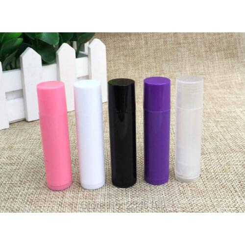 5G 100pcs/lot Lip Balm Tube, Empty Cosmetic Lipstick Bottle, Black/ Pink/ White/ Purple/ Transparent, Lip Gloss Packing Bottle