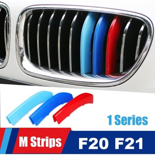 For BMW 1 series F20 F21 Accessories Auto Front Grille Trim Sport Stripes Grill M Performance Strips Clip Cover Stickers