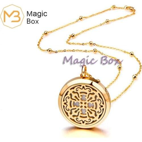 Aroma diffuser pendant stainless steel gold box, essential oil cotton pad diffuser necklace and men and women engagement pendant