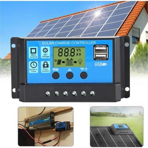 60A/50A/40A 12V 24V Auto Solar Charge Controller LCD Dual USB Solar Panel Regulator PWM Controllers Voltage Charger 12V24V Power