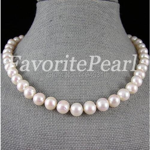 Free Shipping - 10-11mm 17.5-18 Inches White Color Freshwater Pearl Necklace Fashion Ladys Jewelry Bridesmaid Jewelry