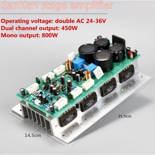 Free shipping HIFI High Power Audio Amplifier Board 450W*2 SanKen 1494/3858 2.0 audio channel stereo power amplifier board