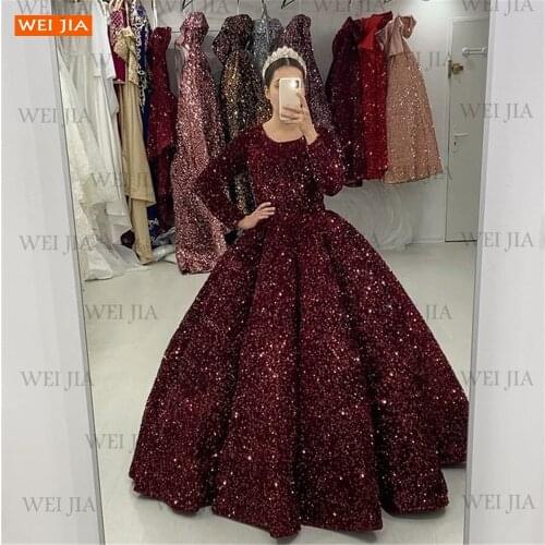 Paillette Wedding Dresses 2021 robe de mariée O Neck Sequined Ball Gown Reflective Bridal Gowns Custom Made Vestido De Noiva