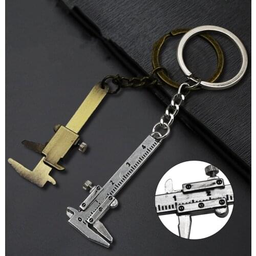 Vernier Caliper Key Chain Portable 4cm Measuring Gauging Tools Zinc Alloy Key Ring Style Simulation Model Ruler Vernier Caliper