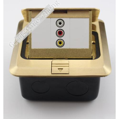 Bronze Pop-up Floor Box Kit ,Single AV 3RCA Jack Socket Panel Ground Outlet Port Home Plug Adapter Receptacle 120mm