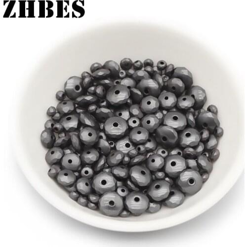 3/4/6/8MM Matte Natural Stone Flat Round Black Hematite Football ore Spacer Loose Beads For DIY Jewelry Making Bracelet Findings
