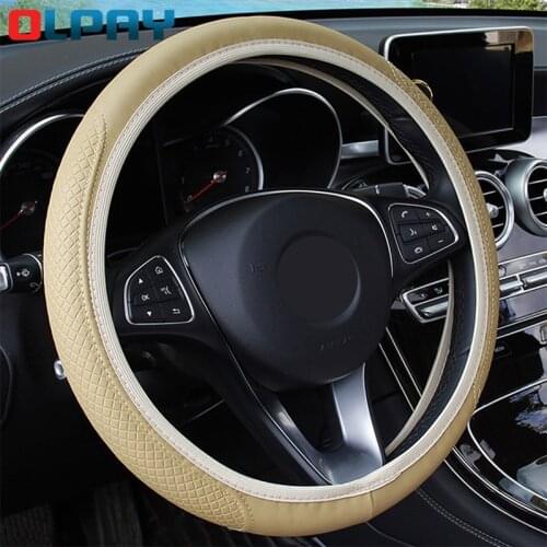 Car Steering Wheel Cover Skidproof Universal Embossing fiber Leather double round without inner ring elastic band cover