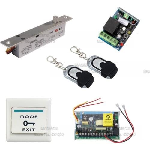 DIY Remote Control Electric Lock Fail-Secure Door Access Control System Electric Bolt Lock +Power Supply+ Switch Time adjustable