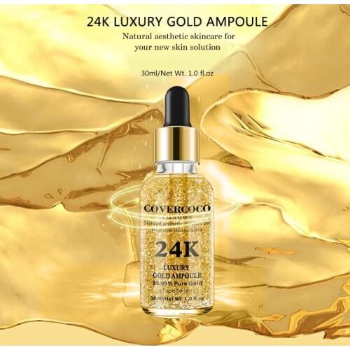 99.99% Pure Golden Moisturizing Face Essence Hyaluronic Acid Facial Serum Improve dullness Brighten Skin Face Solution liquid