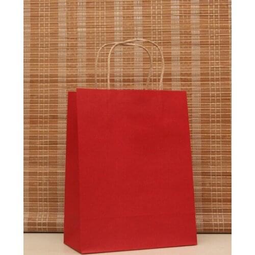Hot Sale 27x21x11cm 20pcs Red gift paper bag gift bag Korean Bags Birthday creative gift Cloth Cosmetics Shopping Bags