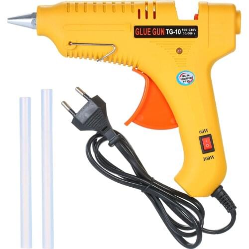 Hot Melt Glue Gun 60W/100W Power Adjustable Hot Melt Glue Machine Multifunctional Industrial Household DIY Glue Gun Yellow GT-10