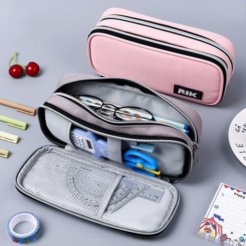 Canvas Large Capacity Exquisite Cute Pencil Case， School Pen Case Supplies Pencil Bag Pencils Pouch Stationery