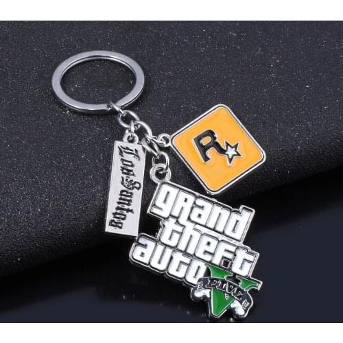 Game PS4 Key Chain Letter Grand Theft Autob Rock Star Keychain Key Buckles High Quality Metal Key Chain Men Accessories Gift