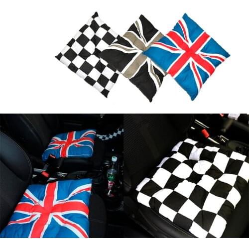KJAUTOMAX For Mini Cooper R50 R53 R55 R56 R60 F54 F55 F60 Seat Mat Cushion Cotton Union Jack Grey Jack Checker Universal Canvas