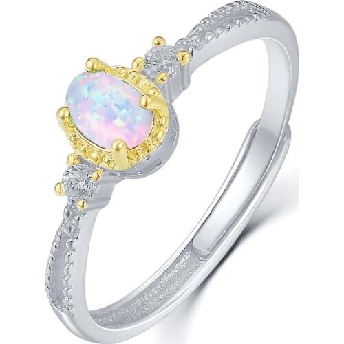 Adjustable Size Ring 0.40ct Natural Opal Jewelry White opal Ring/Silver White Opal Ring Engagement Wedding Jewelry
