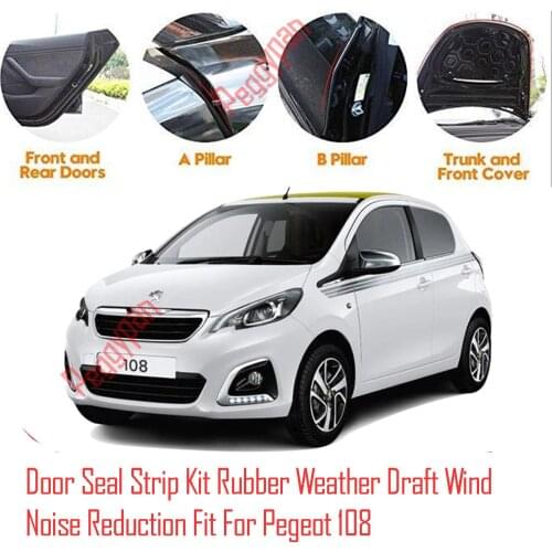 Door Seal Strip Kit Self Adhesive Window Engine Cover Soundproof Rubber Weather Draft Wind Noise Reduction Fit For Pegeot 108