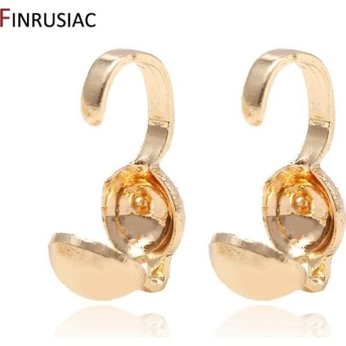 Jewellery Making Supplies 4mm Oyster Crimp Bead Tip Knot Cover 14K Gold Plated Connector Clip Clasp Fittings Components