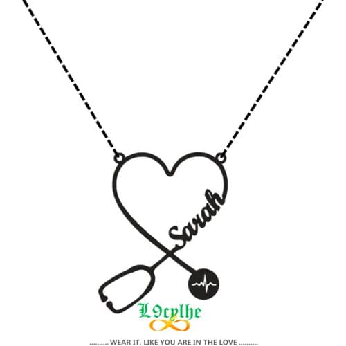Medical Jewelry Custom Name Necklace Women Nurse Doctor Personalized Nameplate Heart Necklaces Best Friends Gift