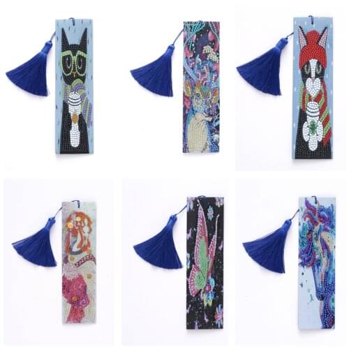 Cartoon Girl Diamond Painting Bookmark 5D DIY Special Shaped Diamond Embroidery Craft Tassel Book Marks Dog Cat Crafts Gift