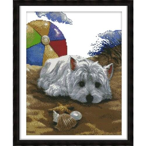 Joy Sunday DIY Cross Stitch Kits lovesickness dog pattern Printed Chinese embroidery needlework for bedroom and home decoration