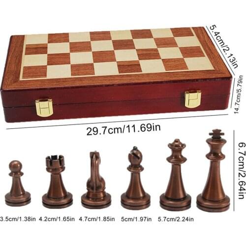 International Chess Alloy Walnut Chess Set Toy Educational Brain Training Folding Board Game for Children High-end Gift &T8