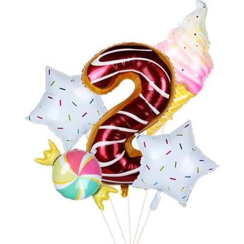 5pcs 1st 2nd 3rd donut balloon set 40 inch number foil balloons birthday party deco one year olds baby shower baloon supplies
