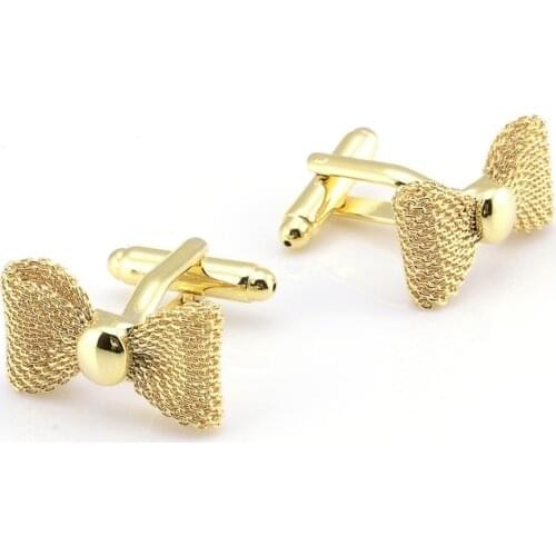 New Trendy Metal Bow Cuff Links Gold Sliver Color Business Party Shirts for Cufflinks High Quality Jewelry Men Gifts Accessories