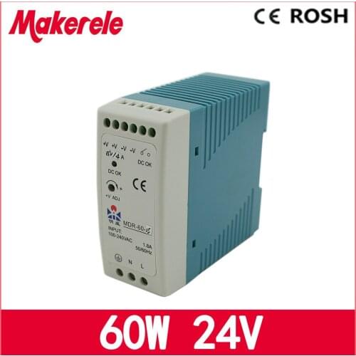 New Arrival Led Driver 60W Ac-dc 24V Power Supply Din Rail Switching Power Supply With Ce Approved Micro Size MDR-60-24