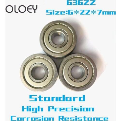 636ZZ Bearing 6x22x7 mm ( 5/10 Pcs ) ABEC-1 Grade 636ZZ Miniature 636 ZZ Deep Groove Ball Bearings Corrosion Resistance