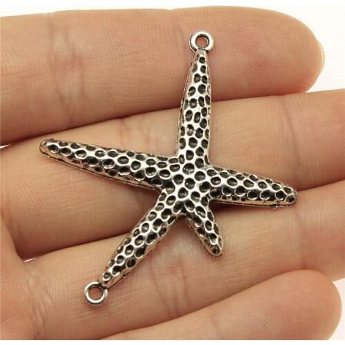 6pcs 40x33mm Starfish Connector Pendants Finding Starfish Connector Charm Pendants For Jewelry Making