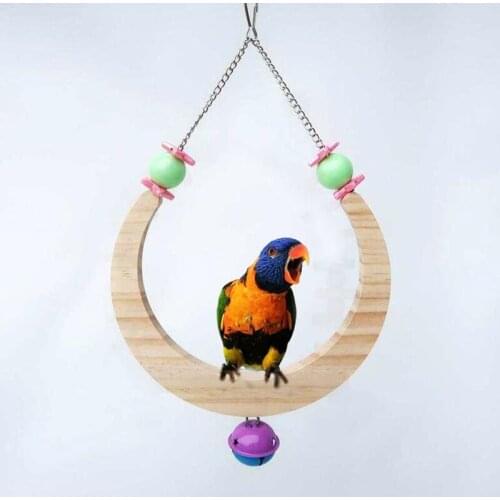 Parrot Swing Perch Stand Hanging Hammock Bell Toy Pet Cage Bird Wooden Training Exercise Claw Feet Grinding Stick Bite Chew Toys