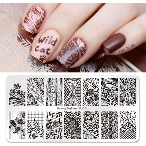 BEAUTYBIGBANG 7PCS Nail Stamping Plates Template Flower Leaf Animals Sea Dot Striped Image Nail Art Stamp File Plates Case Set