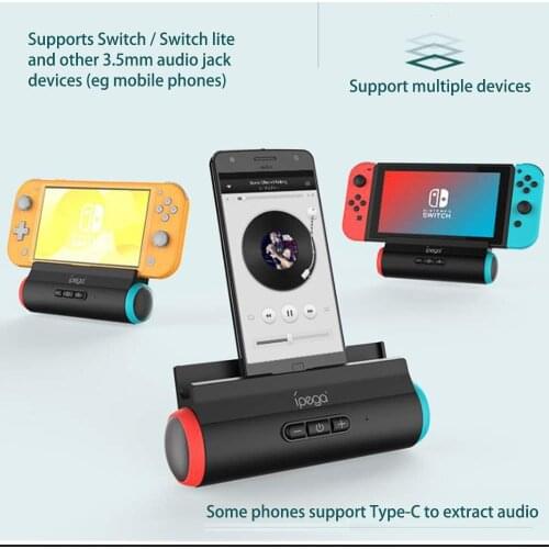 Portable Switch Charging Dock Station Stand, Loudspeaker Speaker with Stereo Audio for Nintendo Switch/Switch lite Mini 2019