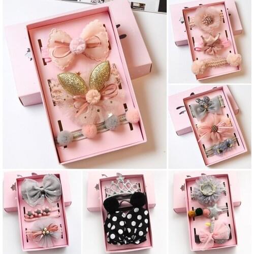 3Pcs/Gift Box Girls Sweet Headbands Set Hair Bows Flower Head Bands Princess Hair Bands Kids Newborn Fashion Hair Accessories