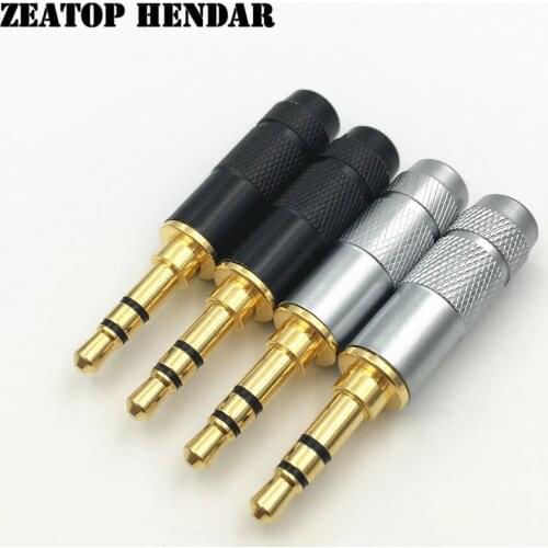 50Pcs 3U Gold Plated Jack 3.5mm Stereo 3 4 Pole Male with Clip Hook Plug DIY Solder 3.5 Audio Connector Black and Silver Shell