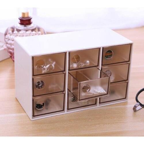 Nine Drawers Cosmetics Jewelry Box Transparent Plastic Jewelry Box Fashion Dustproof Finishing Box Bead Storage Containers