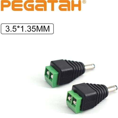 DC connector JR-35 power socket adapter plug cable solderless male head 3.5 * 1.35MM for LED light bar and CCTV camera