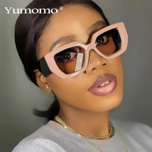 Fashion Elegant Sqaure Cat Eye Sunglasses For Women Vintage Double Color Frame Wide Leg Gradient Sun Glasses Men Hip Hop Eyewear