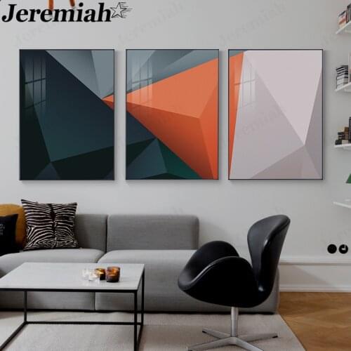 Modern Abstract Geometric Canvas Poster Minimalist Style Dark Orange Block Picture Print Living Room Bedroom Decoration