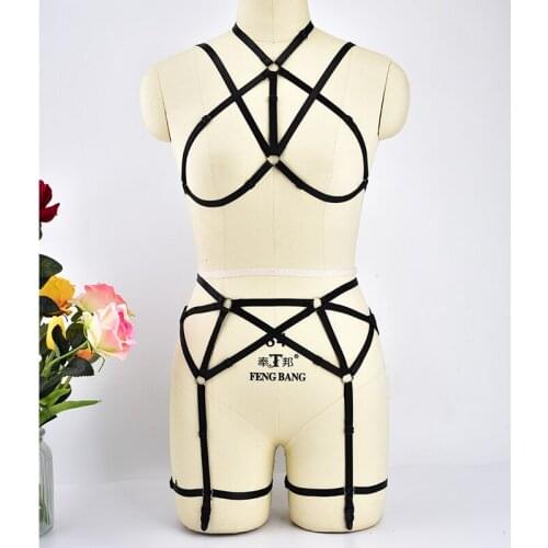 Super Sexy And Bomb Intimate Underwear One Size Elastic Adjustable Black Slim Fit backless Bra Suit Gothic Charming Lingerie