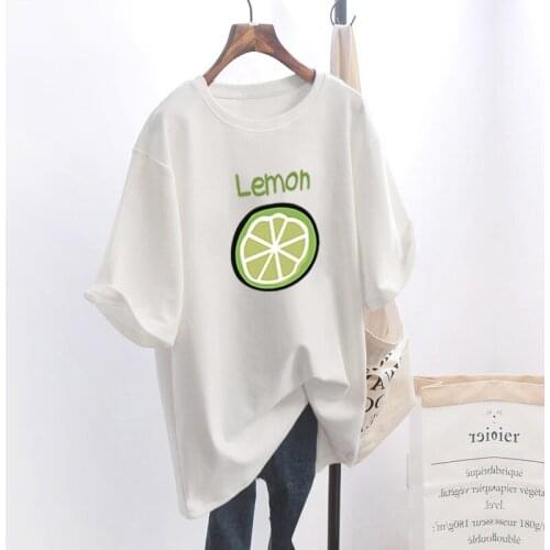 Tops Women 2021 Mujer Camisetas Avocado Green Cartoon Round Neck Casual Loose Summer Shirts Ropa Para Mujeres De Moda 2021