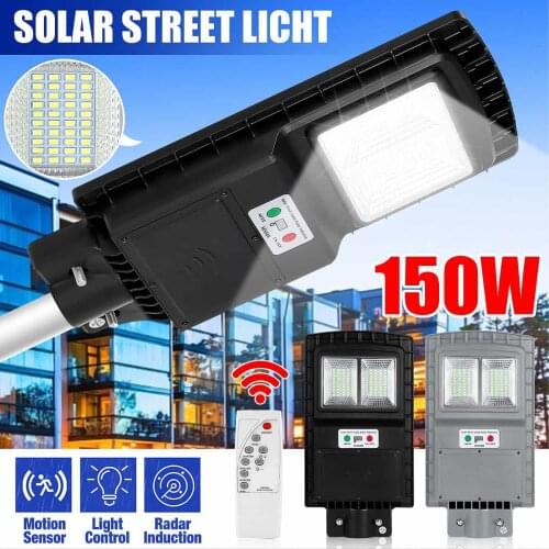 150W LED Street Light Wall Lamp with Remote Control Radar Motion Timing 3 In 1 Solar Lamp 80 LED Outdoor Plaza Lighting