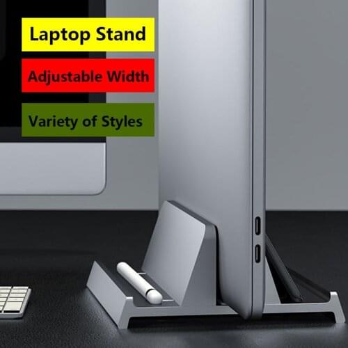 Laptop Vertical Dock Aluminum Stand Single/Double Desktop Holder w/Adjustable Dock for Notebook MacBook Dell HP More 10-17.3"