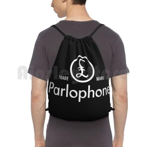 Parlophone Backpack Drawstring Bags Gym Bag Waterproof Parlophone Vintage Vinyl Record Music Stereo Turntable Band Psych