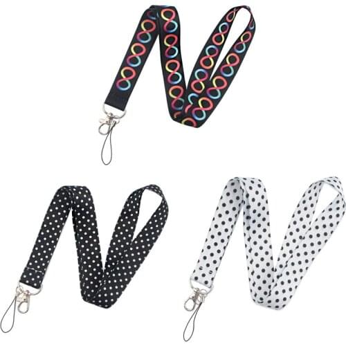 Wave Point Print Phone Strap Keychain Lanyard for Keys USB ID Card Badge Holder DIY Hanging Rope Webbing Mobile Accessories