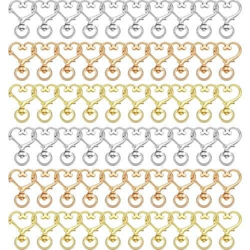 60 Pcs Heart Shape Lobster Claw Clasp Swivel DIY Handcraft Hook Trigger Decoration Anti-rust Alloy Holiday Birthday Gift